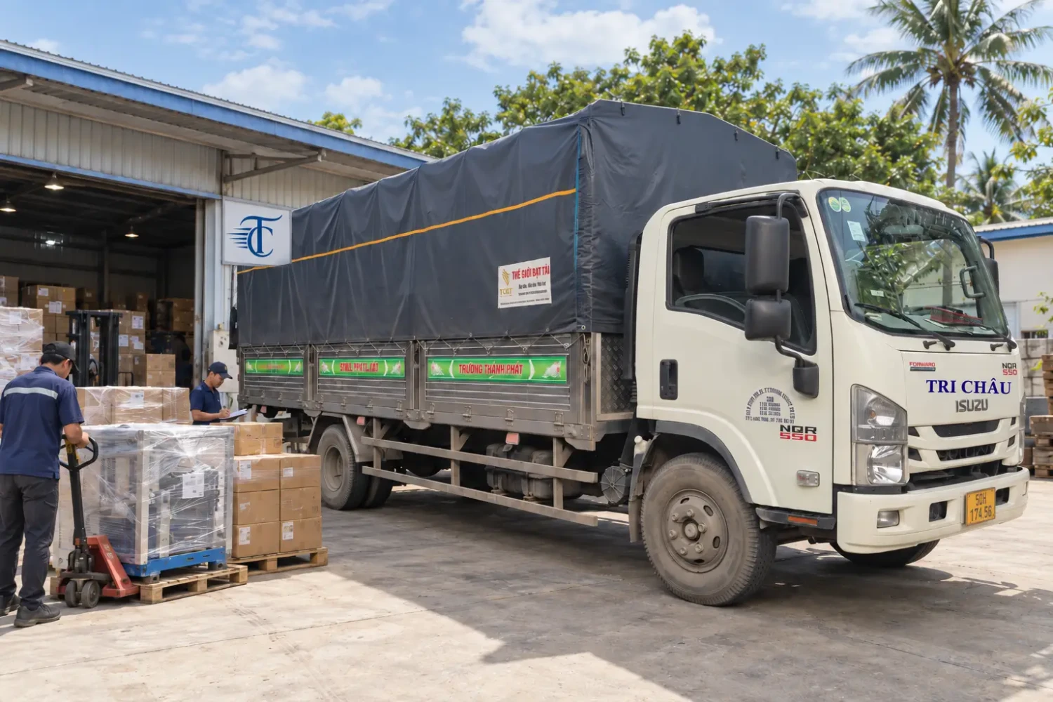 Xe tải Tri Châu vận chuyển hàng từ TP.HCM đi Kratie Campuchia