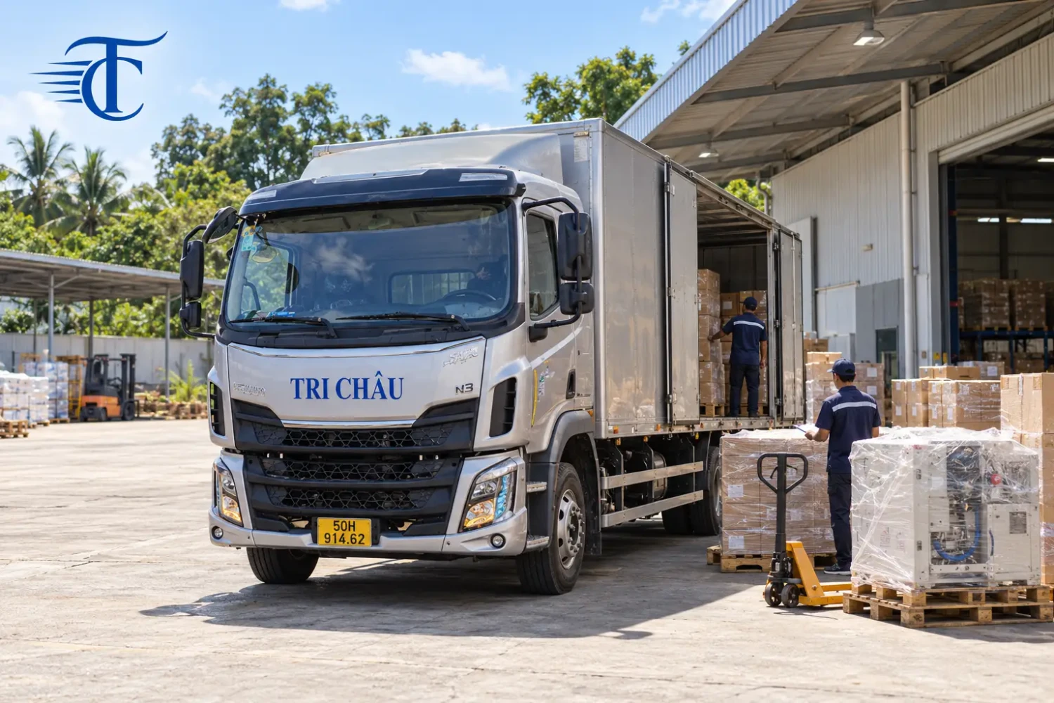 Xe tải Tri Châu vận chuyển hàng từ TP.HCM đi Stung Treng Campuchia